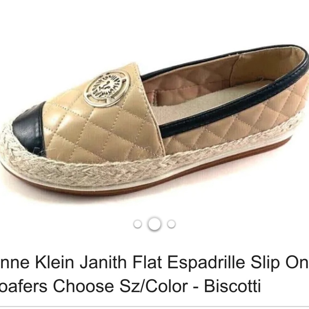 Anne Klein Janith Flat  Espadrille Slip On Loafers Biscotti